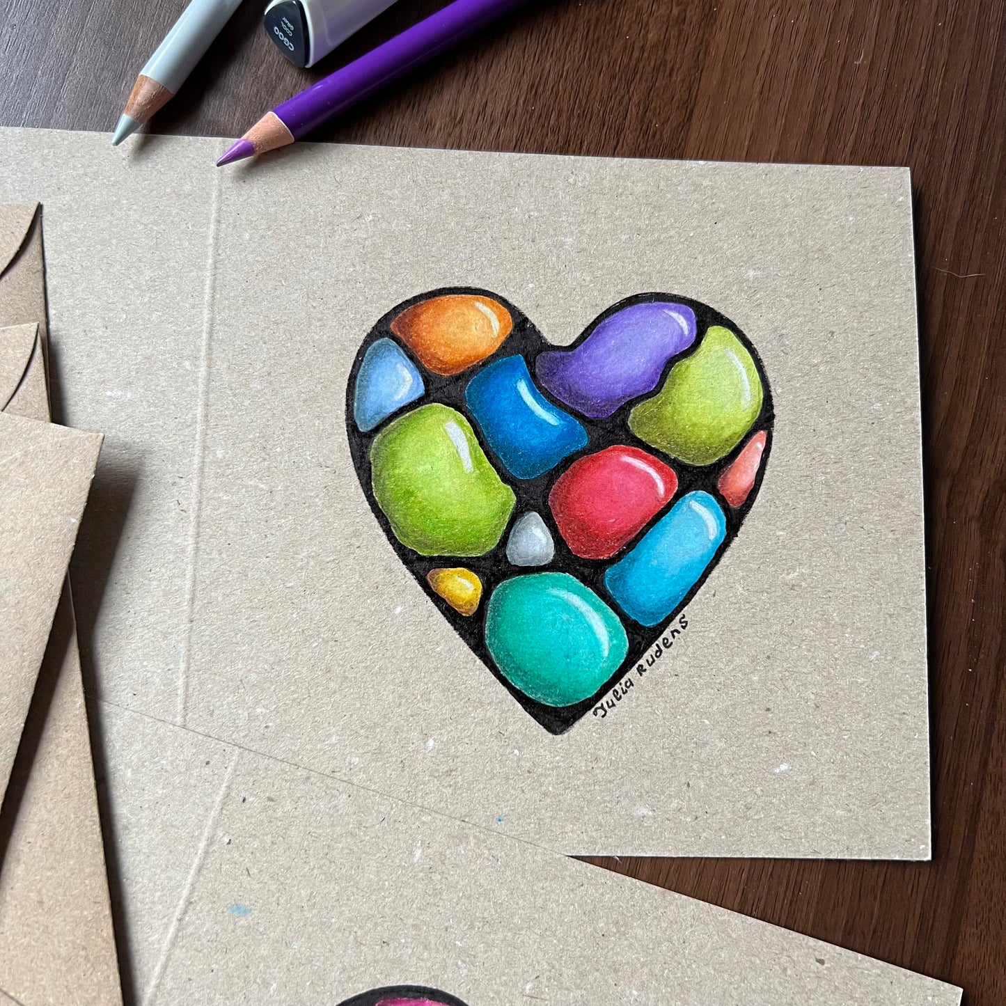 3D Zen-Art Hearts / Hand-Drawn Greeting Card / Greetings Card / Blank Inside