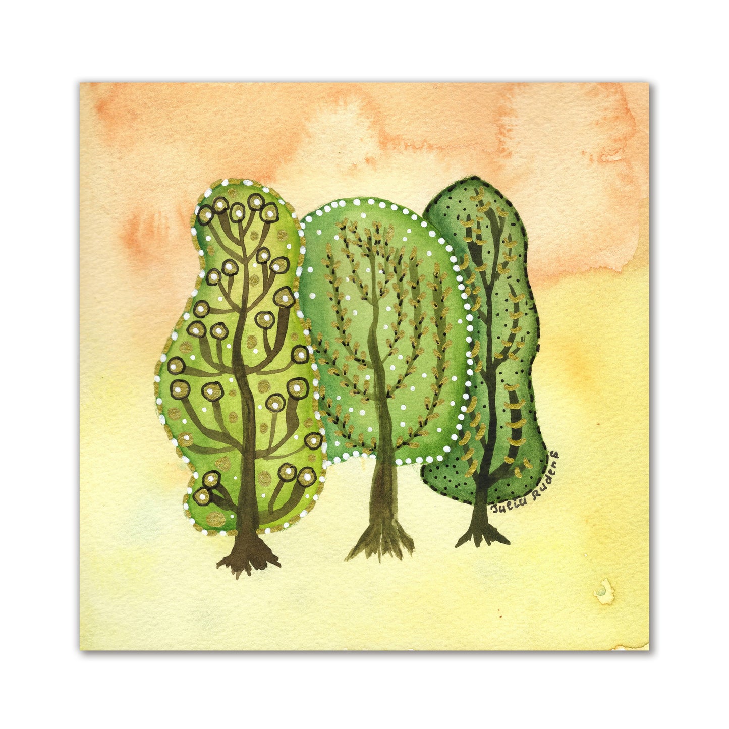 Watercolour Artwork  - Trees 2 | Drawing on Paper | 6x6 | Wall Art | Not a print
