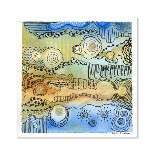 Watercolour Doodles 1 | Drawing on Paper | 6x6 | Wall Art |