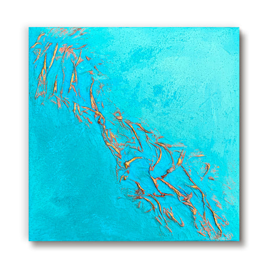 Sea-Blue | Textured painting | 8x8 | Wall Art