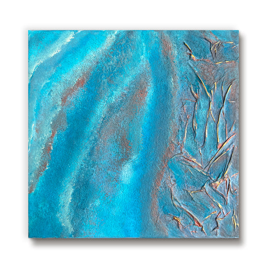Sea-Blue 3 | Textured painting | 8x8 | Wall Art